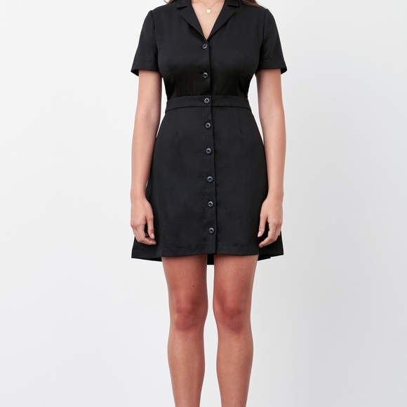 The Notch Collar Two Piece Dress in Black - Picture 1 of 8